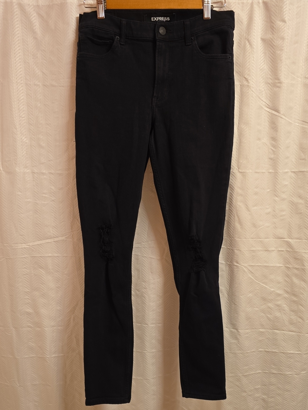 Express Jeans Women's Size 6 Black Legging Mid Rise Denim Jean Leggings